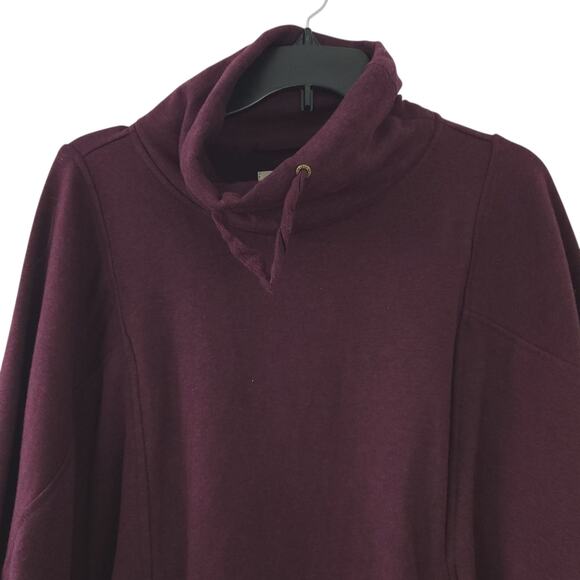 UGG Burgundy Poncho Cape Womens M/L Cotton Blend Relaxed Fit High Neck - Picture 4 of 6